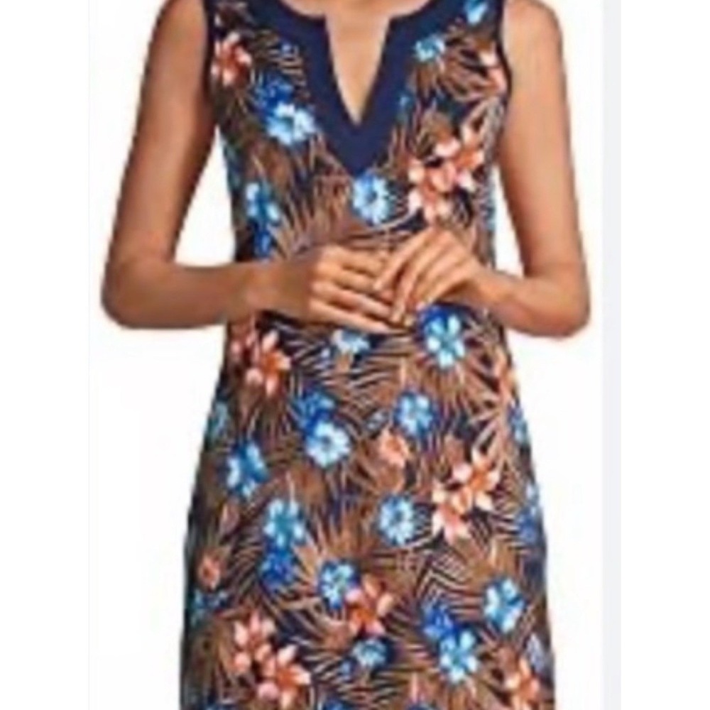 Lands' End Navy Floral Tropical Shift Dress/Swimsuit coverup‎